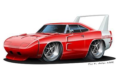 400x266 1969 Dodge Daytona Charger Muscle Car Cartoon Tshirt Cartoon
