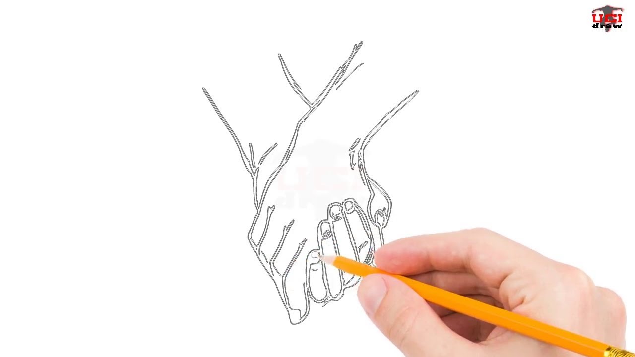1280x720 Pin Drawn Pencil Hand Sign 4. How To Draw Holding Hands Step By