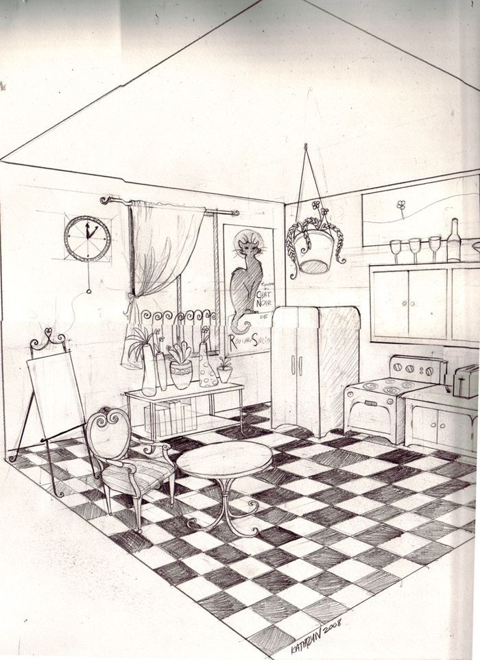 700x963 Living Room Two Point Perspective Drawing Living Room Interior