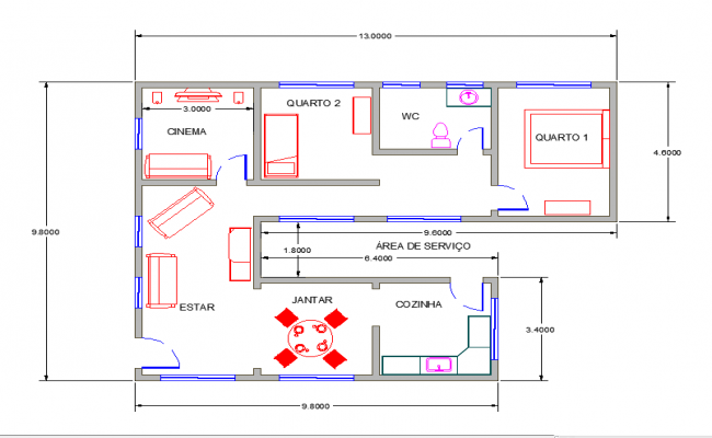 650x400 Simple Floor Plan With Dimensions