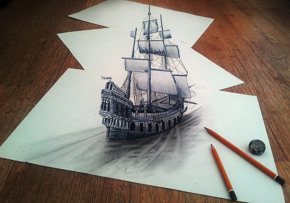 960x673 Mind Blowing 3d Drawing On Flat Sheet Of Paper Photo One Big Photo