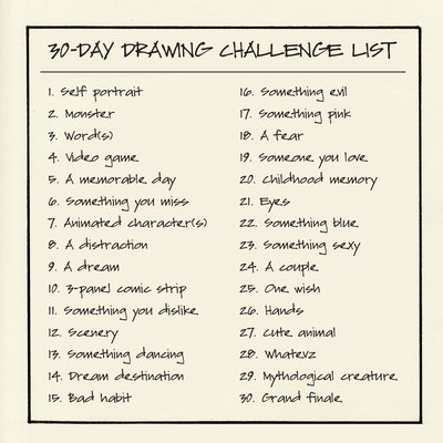 400x400 30 Day Drawing Challenge List By Chirpingbee