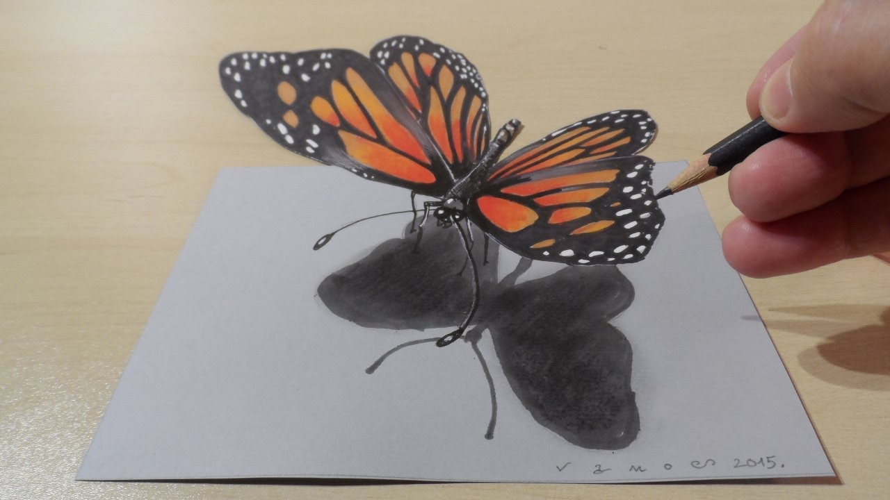 1280x720 3d Drawing Butterfly