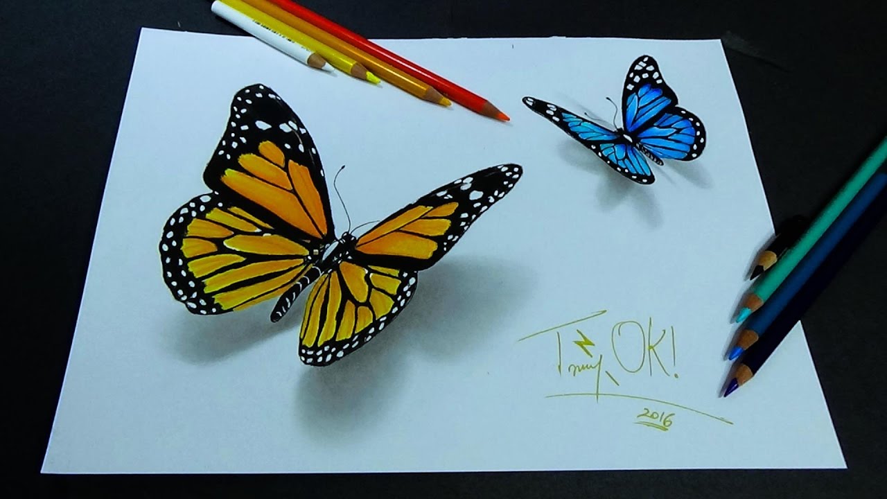1280x720 Crazy 3d Butterfly Drawing