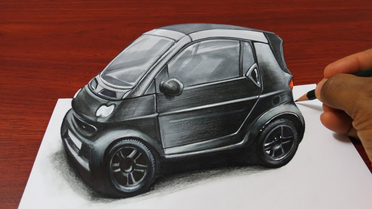 1280x719 How To Draw A 3d Smart Car