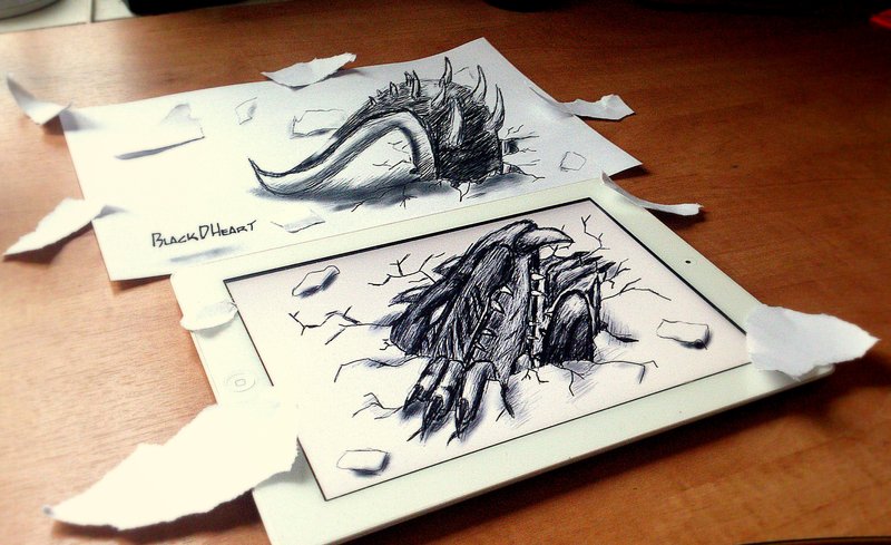 800x489 Dragon 3d + Ipad. By Blackdheart