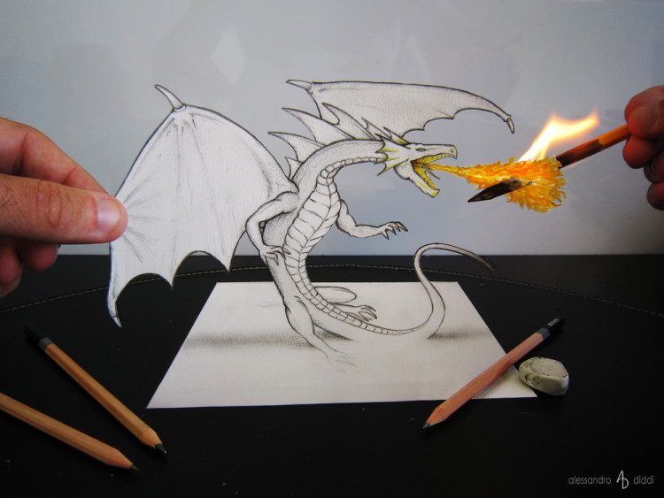 750x563 New 3d Illusion Pencil Drawings By Alessandro Diddi