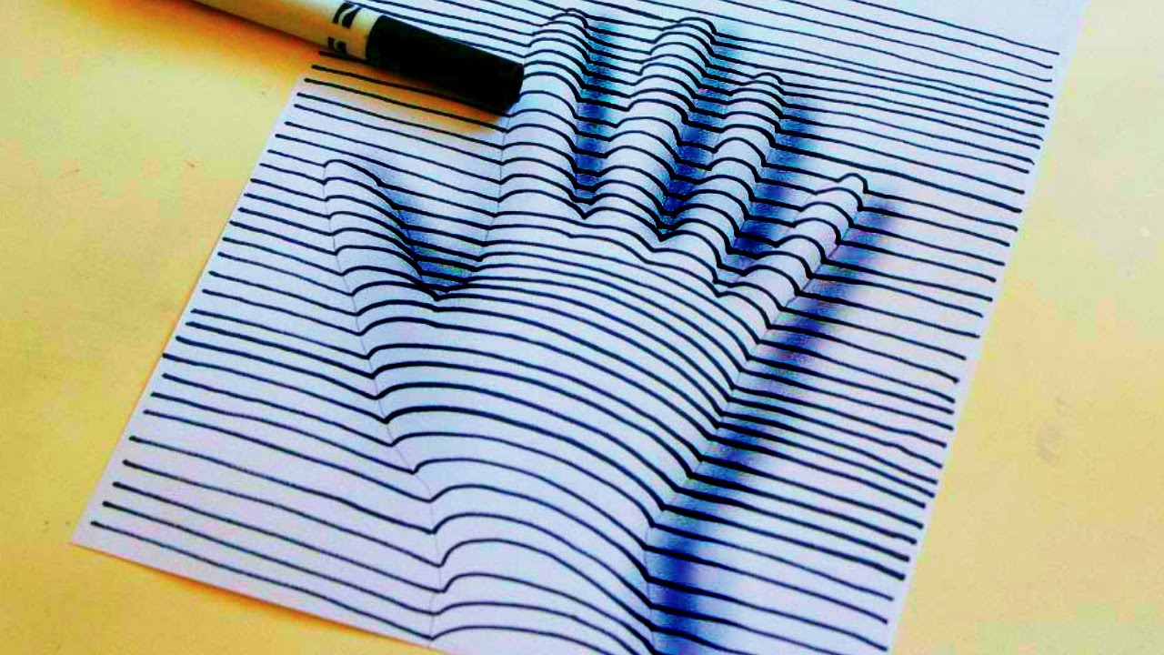 1280x720 Hand Drawing On Paper 3d Trick Art