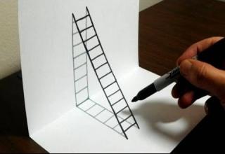 320x220 Guy Shows You How To Draw A 3d Ladder On Paper