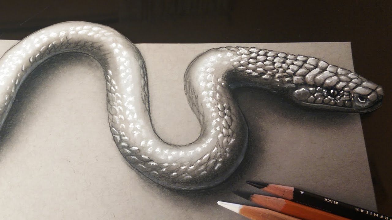 1280x720 How To Draw A Realistic 3d Snake