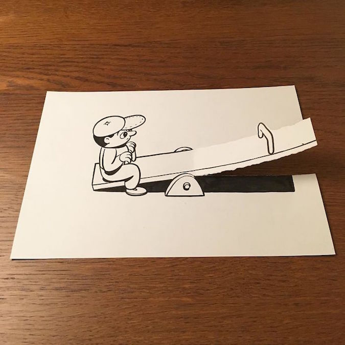 675x675 Artist Brings His Drawings To Life Using Simple Paper Folds