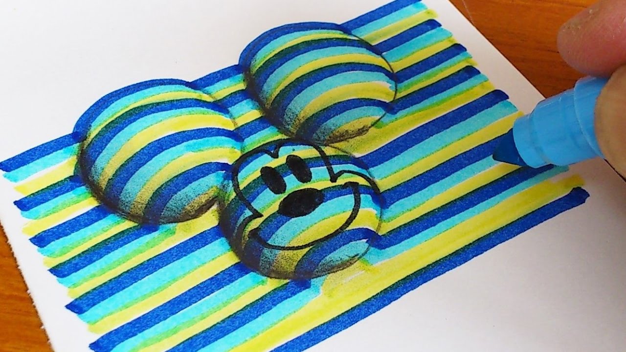 1280x720 How To Draw 3d Mickey Mouse (Disney) Coloring Pages Learning