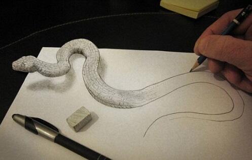 497x315mazing Drawings On Twitter Masterpiece 3d Snake Drawing On