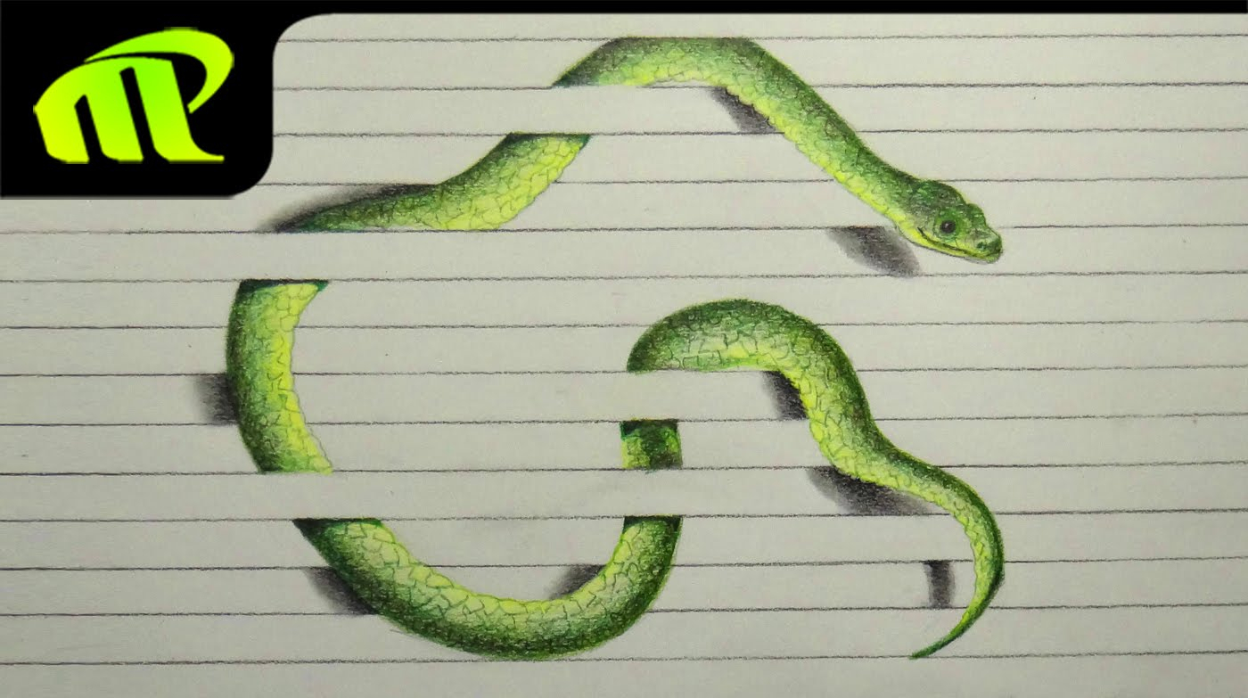 1400x783 Cool Snake Drawings 3d Paper Illusion Snake Drawing