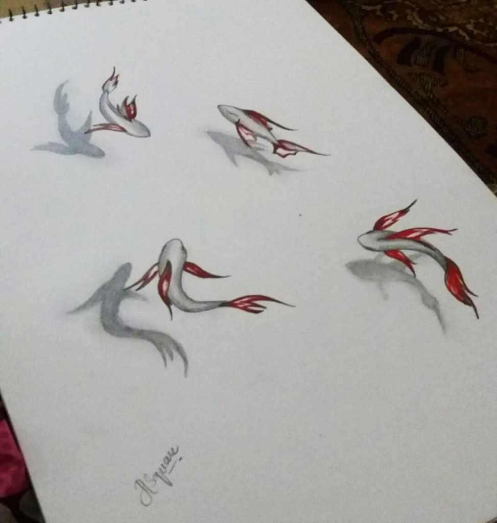 973x1024 3d Fish Drawing Fish In The Pond Artworkhabiba