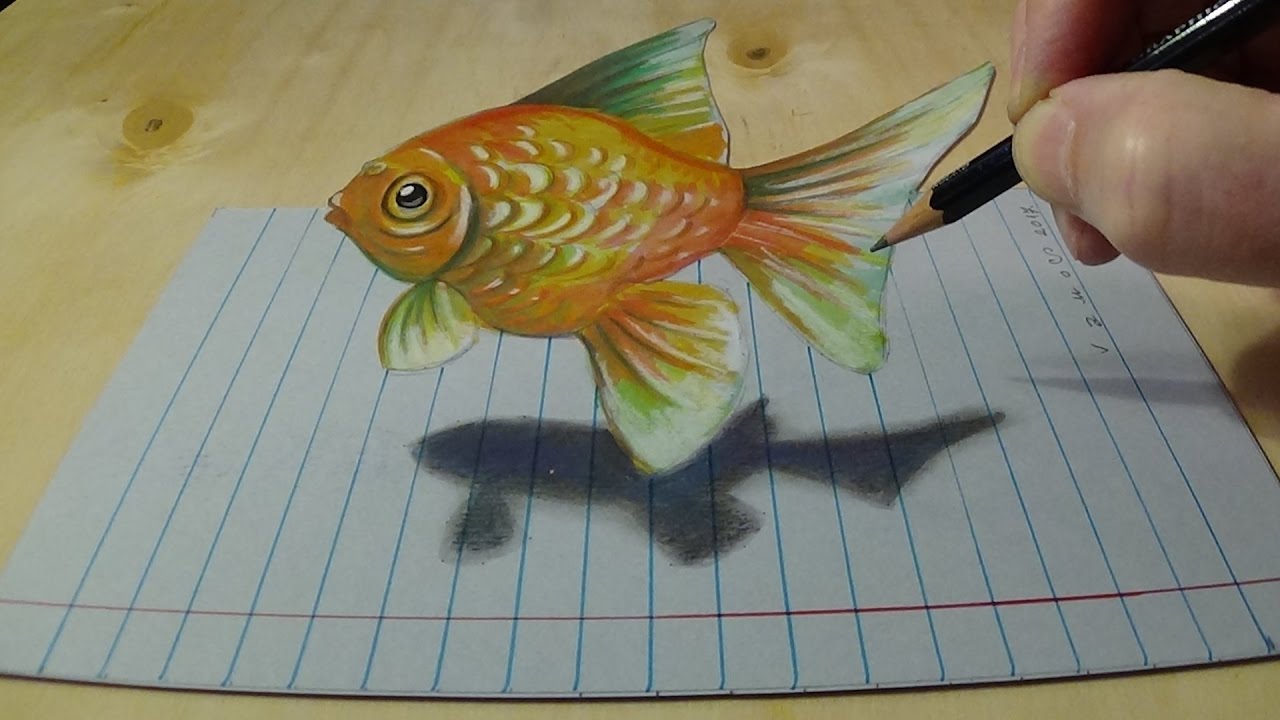 1280x720 Drawing Goldfish On Lined Paper