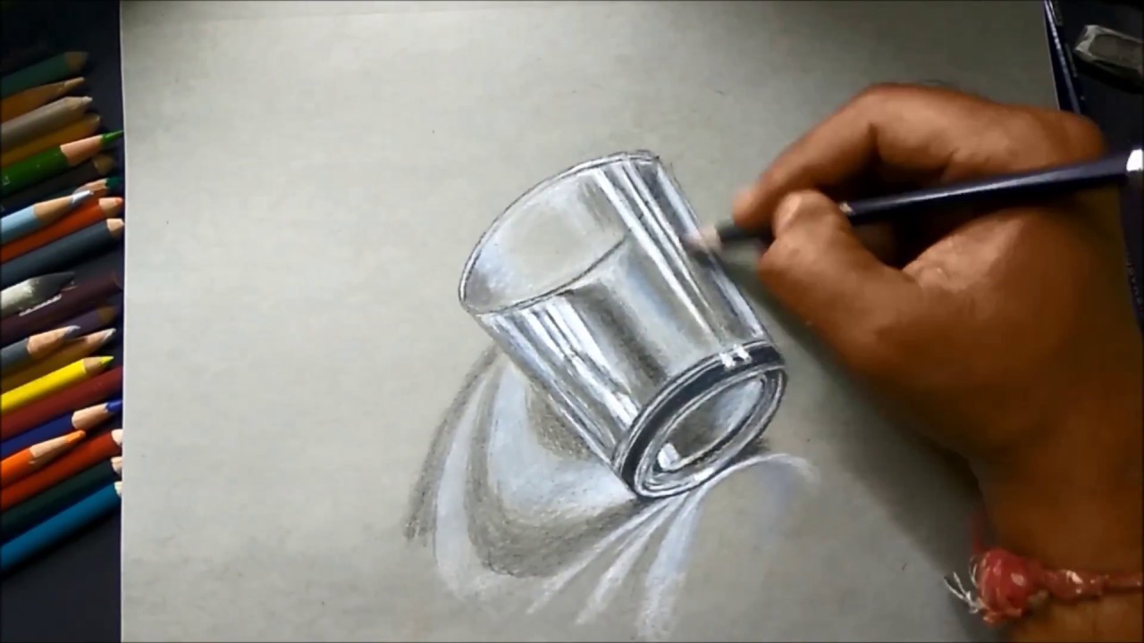 1280x720 How To Draw 3d Glass On Paper, Easy 3d Drawing Of Glass For Kids