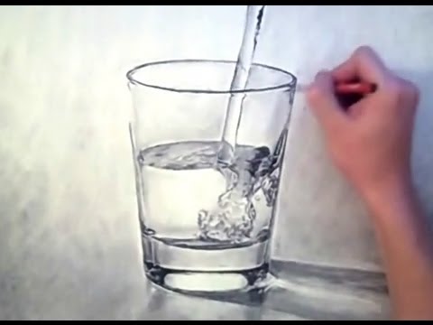 480x360 3d Looking Waterglass Drawing