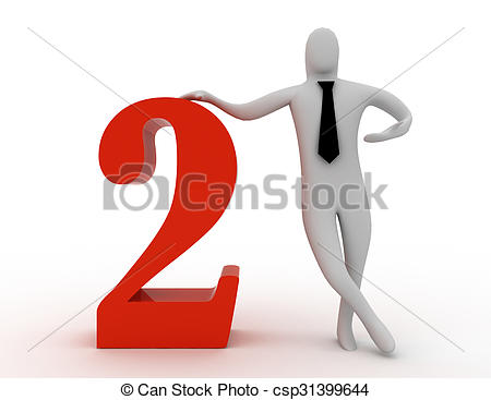 450x367 3d Man Hold Number Two Drawing