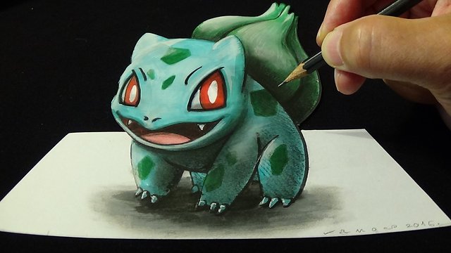 640x360 Drawing 3d Bulbasaur
