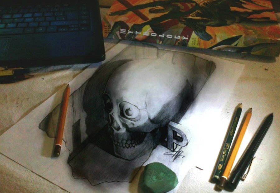 900x622 3d Skull By Porces