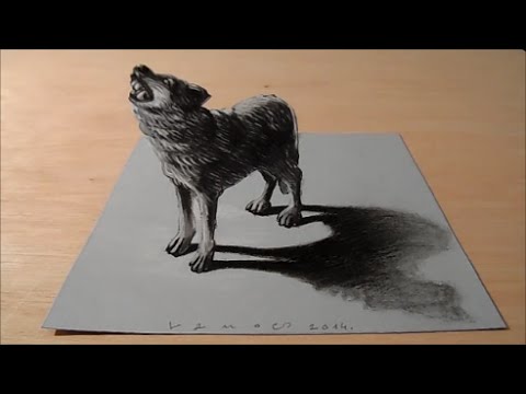 480x360 Art 3d Drawing Wolf, How To Draw Wolf, Artistic 3d Drawing