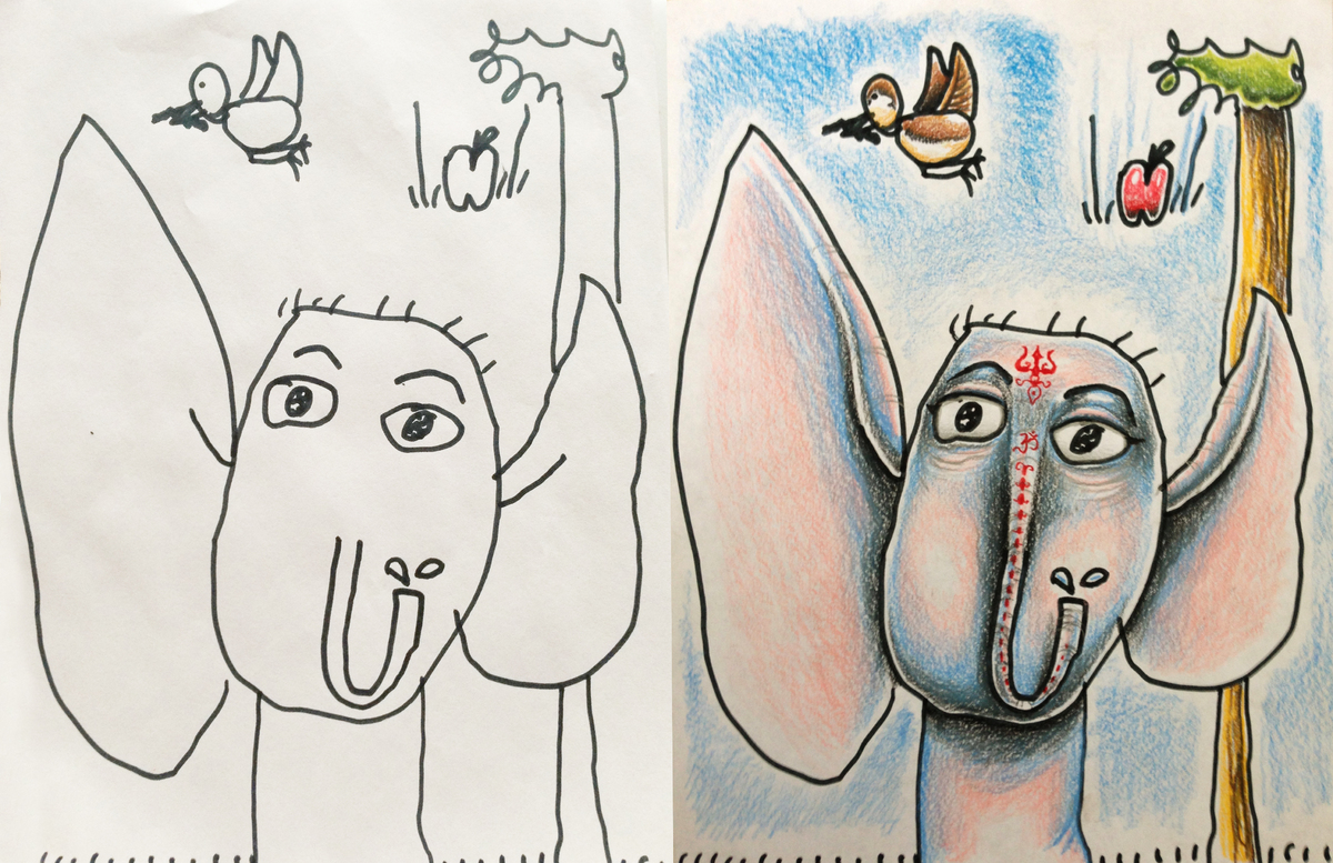 1200x777 A Tattoo Artist Colored In His 4 Year Old Daughter's Line Drawing