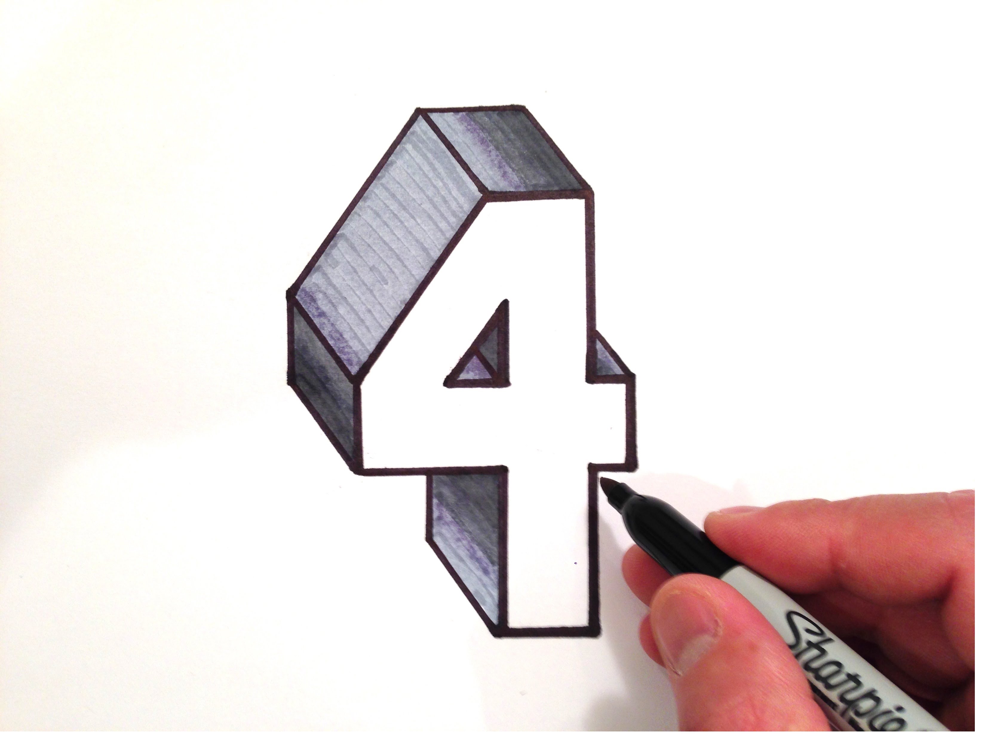 3288x2500 How To Draw The Number 4 In 3d