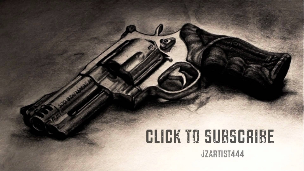 1024x576 Pencil Drawings Of Guns Realistic Magnum Drawing 5 Hours Youtube