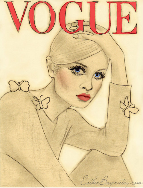 500x658 Vintage 60s French Vogue Paris Cover Twiggy Fashion By Estherbayer