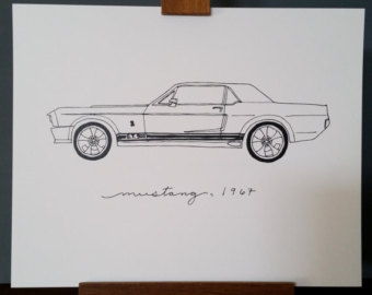 340x270 Ford Mustang Drawing Etsy
