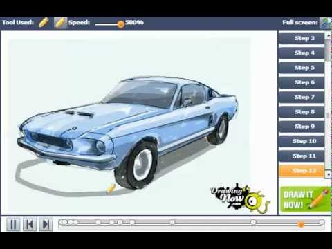 480x360 How To Draw A 67 Ford Shelby Mustang Gt 500