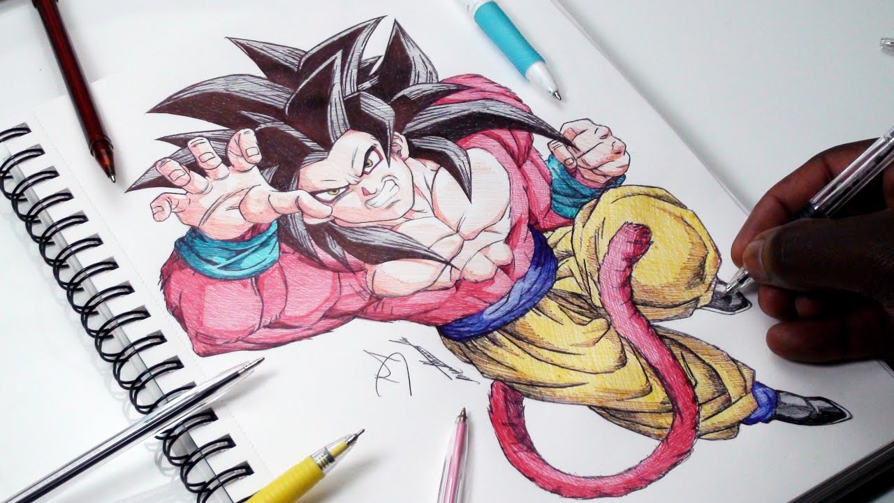 1280x720 Drawing Goku Super Saiyan 4