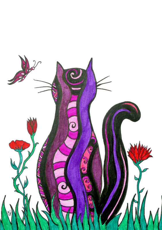 564x800 Original Pen And Ink Drawing Cat Abstract Details By Ablazeincolor