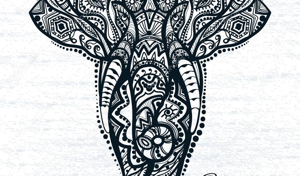1024x600 Abstract Elephant Drawing Abstract Elephant With Indian Ornament