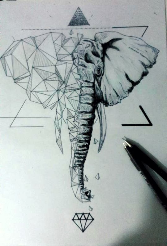 540x793 Abstract Elephant Head Tattoo Design