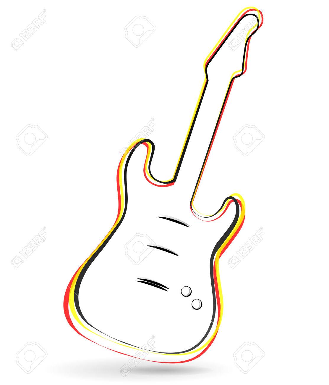 1113x1300 Vector Illustration Of Electric Guitar Drawing Abstract Concept