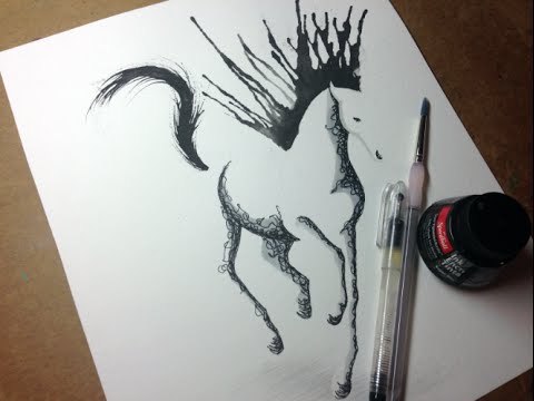 480x360 Minimal Abstract Galloping Horse Drawing Time Lapse