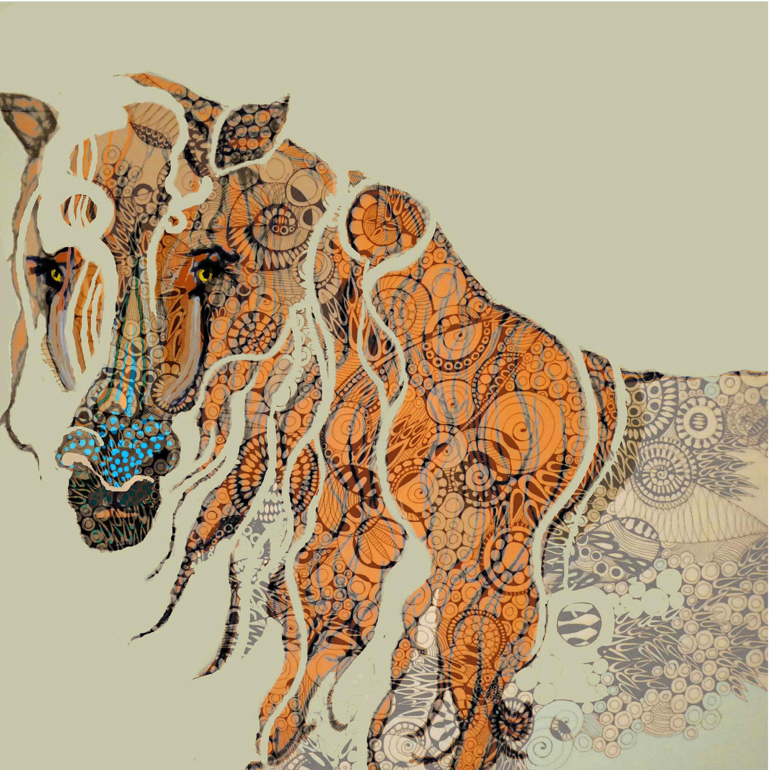 1500x1500 Print Of An Original Ink Drawing Abstract Horse Ink Drawings