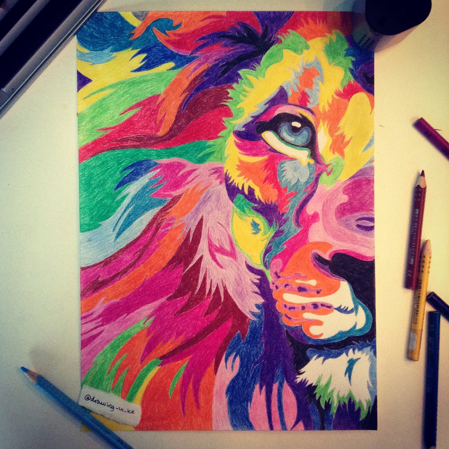 894x894 Rainbow Lion By Drawing In Ice
