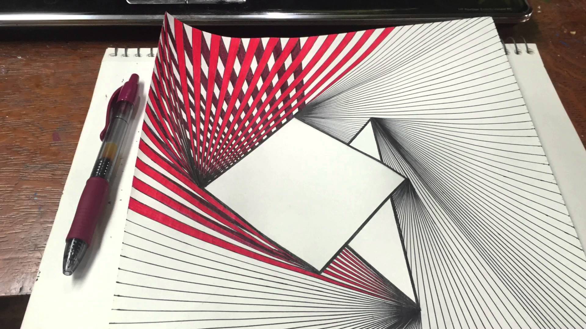 1920x1080 Red Shapes Amp Lines Abstract Drawing