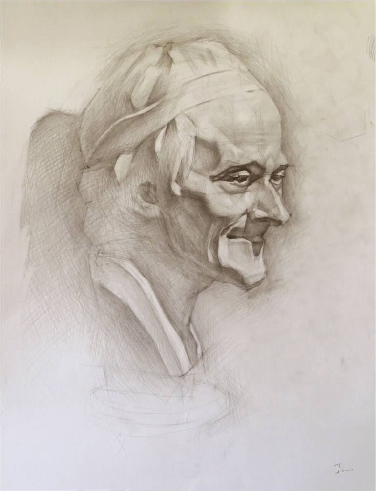 770x1005 Saatchi Art Academic Drawing Study, Voltaire (Houdon) Drawing By