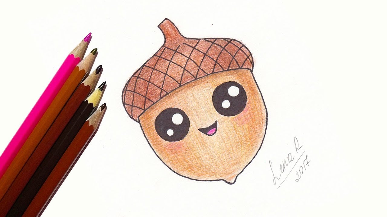 1280x720 How To Draw A Cute Cartoon Acorn