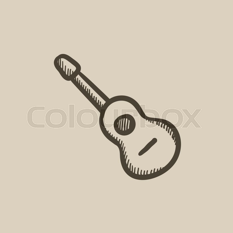 800x800 Acoustic Guitar Vector Sketch Icon Isolated On Background. Hand