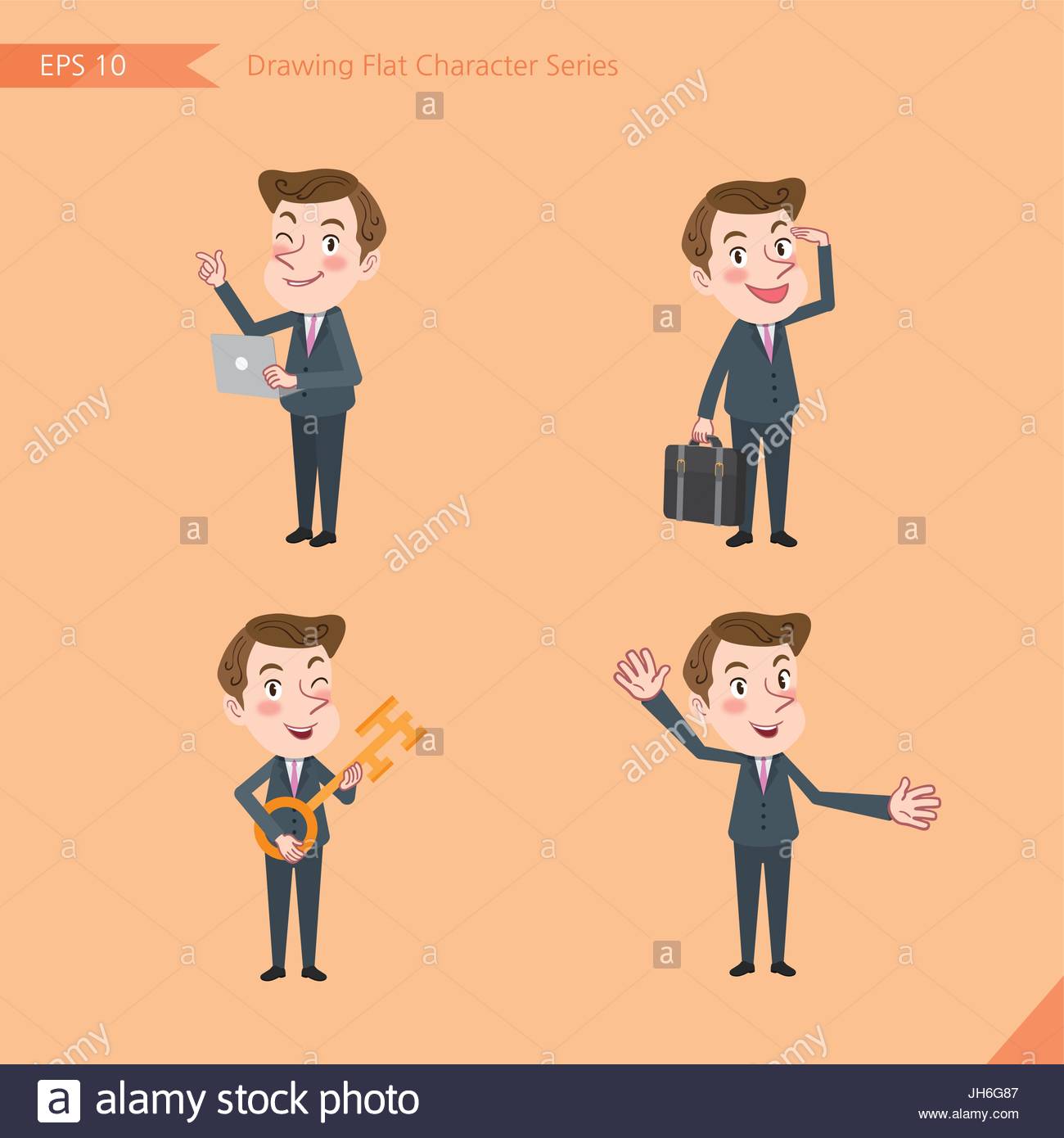 1300x1390 Set Of Drawing Flat Character Style, Business Concept Young Office