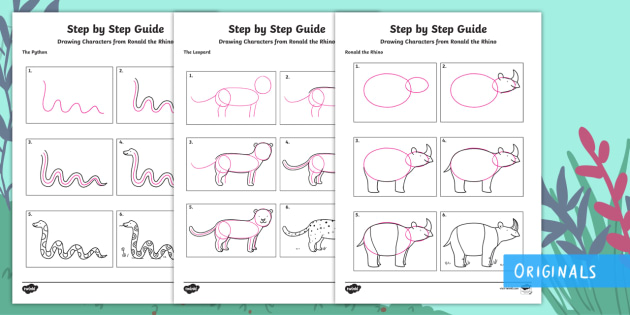 630x315 Step By Step Drawing Jungle Animals Worksheet Activity Sheets