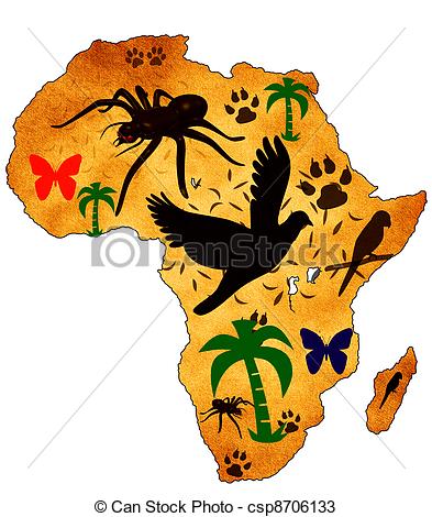 393x470 Wild Africa. Map Of Africa With Pictures Of Animals Drawings