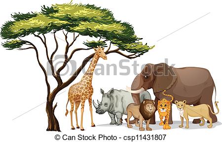 450x287 Illustration Of A Group Of African Animals Vector Clipart