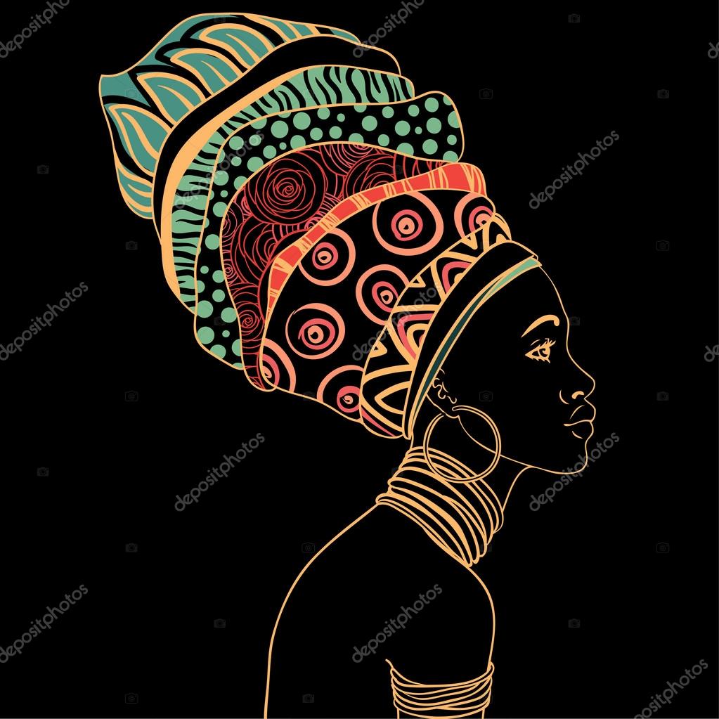 1023x1023 African Woman In Turban Stock Vector Vgorbash