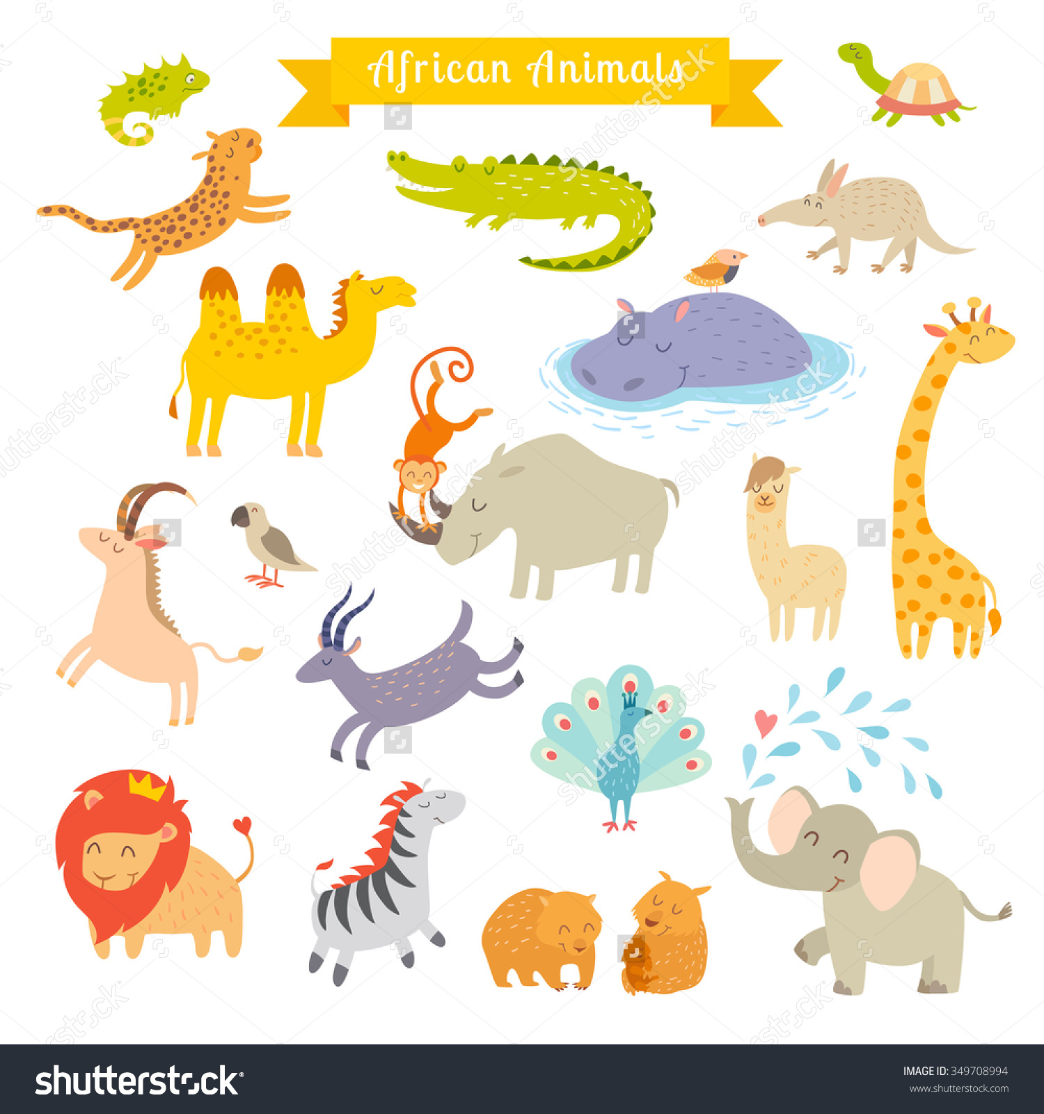 1500x1600 Africa Animals Vector Illustration.africa Animals Cartoon Style